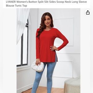 Lyaner womens split side RED top womens size L great condition new